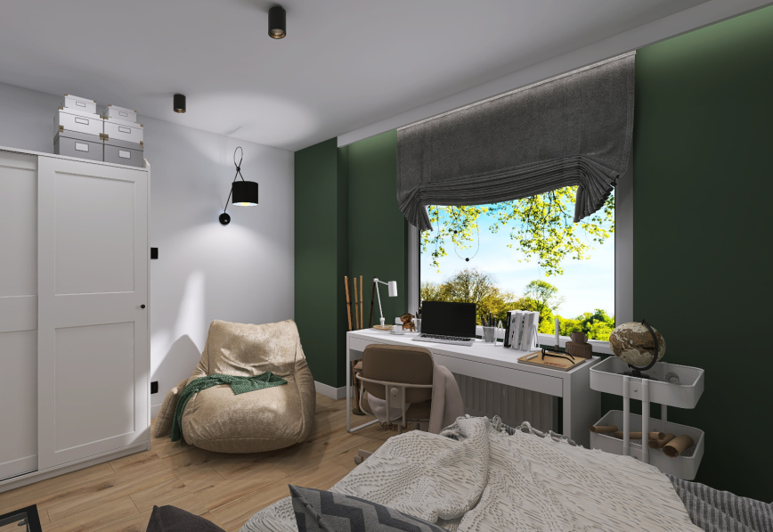 Pokój-nastolatka-z-ciemnozieloną-ścianą-projektu-IProperty.jpg